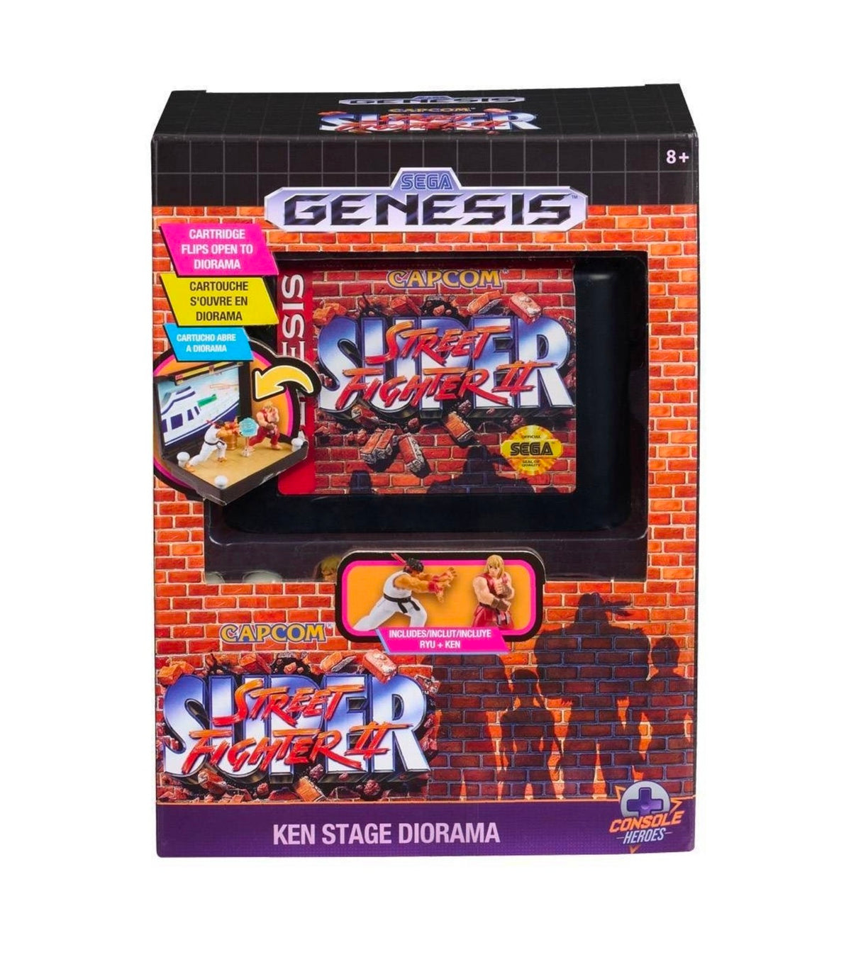 Console Heroes Super Street Fighter II Ken Stage Diorama — Genesis Cart (Sealed)