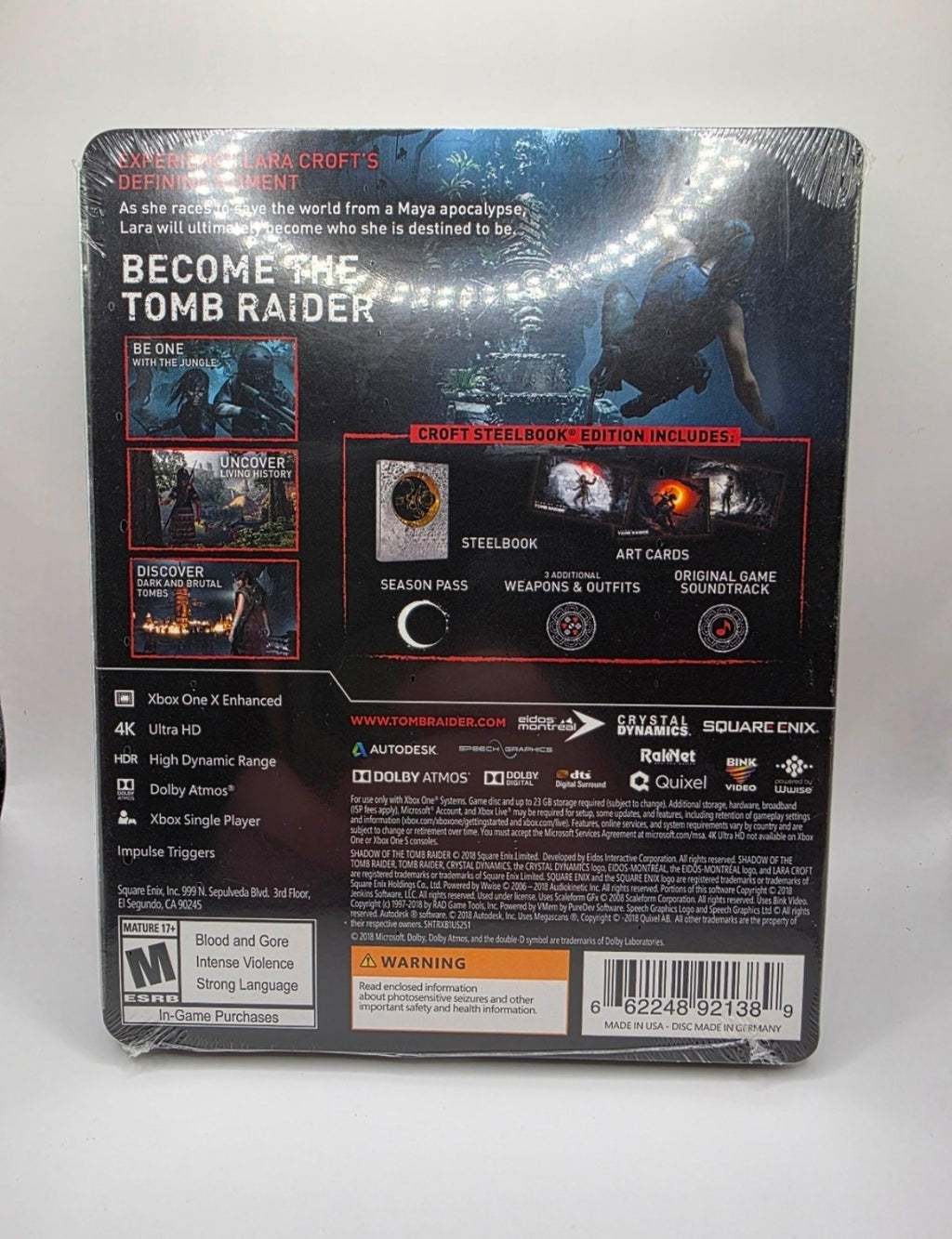 Shadow of the Tomb Raider Croft Steelbook Edition for Xbox One — Sealed