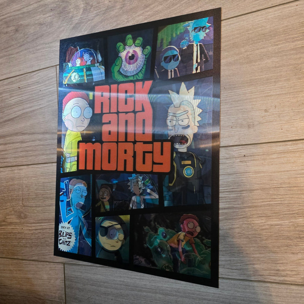 Rick and Morty GTA-Style 3D Holographic Lenticular Poster 12×16 — New