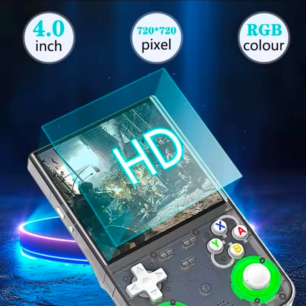 R36 Ultra Handheld — Transparent Black 64GB (+21,000 Games, New)