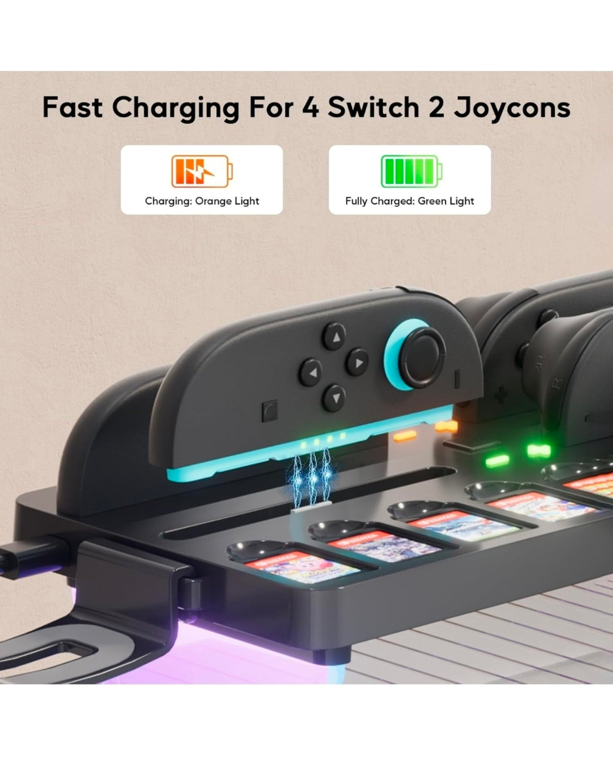 Nintendo Switch 2 Charging Storage Dock & Organizer — RGB (New)
