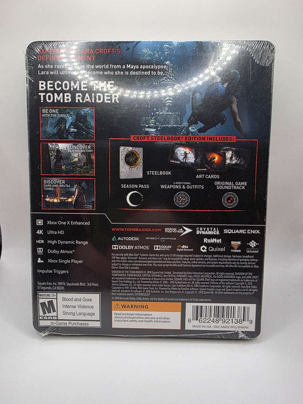 Shadow of the Tomb Raider Croft Steelbook Edition for Xbox One — Sealed