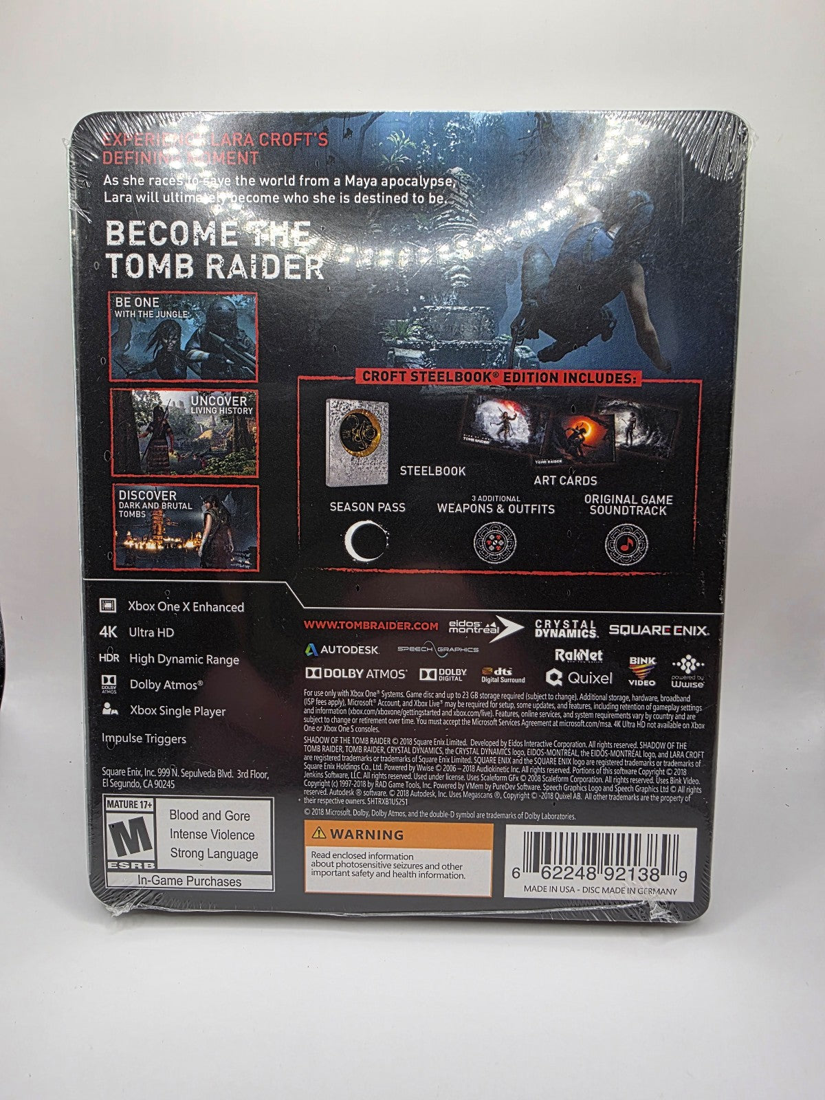 Shadow of the Tomb Raider Croft Steelbook Edition for Xbox One — Sealed