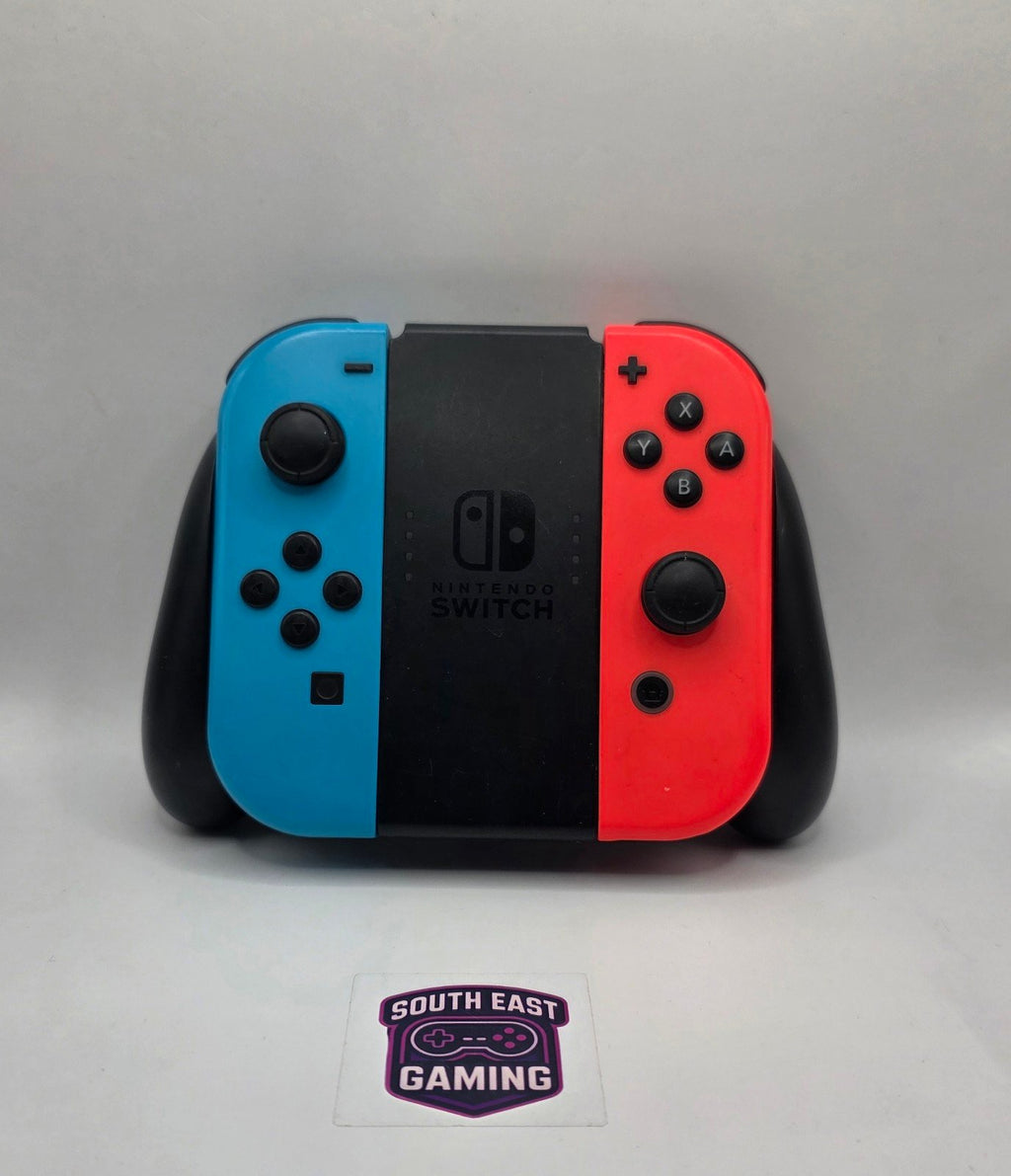 OEM Nintendo Switch Joy-Con Pair + Grip — Tested Working (Wear Present)