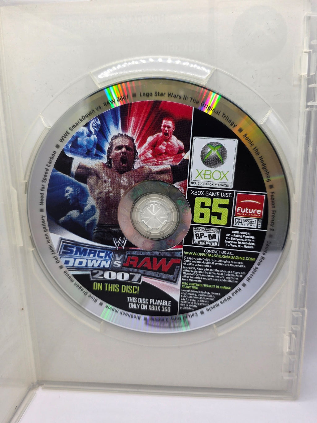 Xbox 360 Demo Disc #65 — SmackDown vs RAW, NFS Carbon, Sonic (CIB)