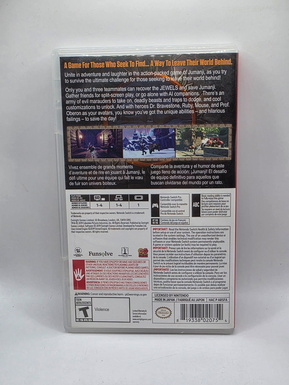 Jumanji: The Video Game — Complete in Box (Nintendo Switch)