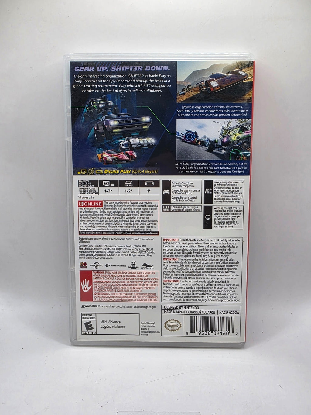 Fast & Furious Spy Racers: Rise of SH1FT3R — Complete in Box (Nintendo Switch)